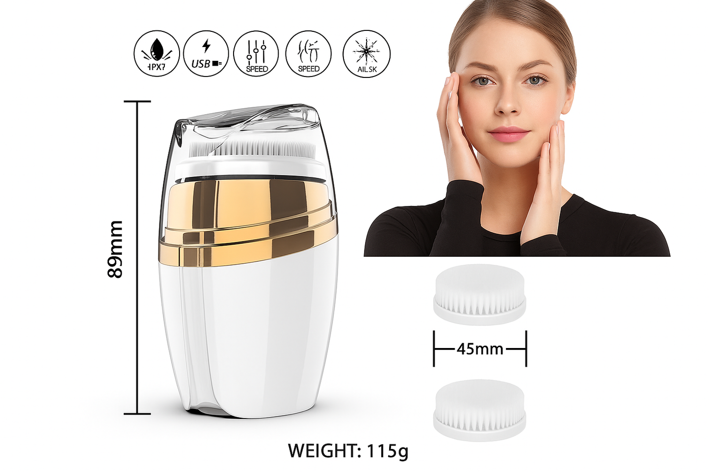 🧖‍♀️ Brosse Visage Sonique 3-en-1 Skalyn